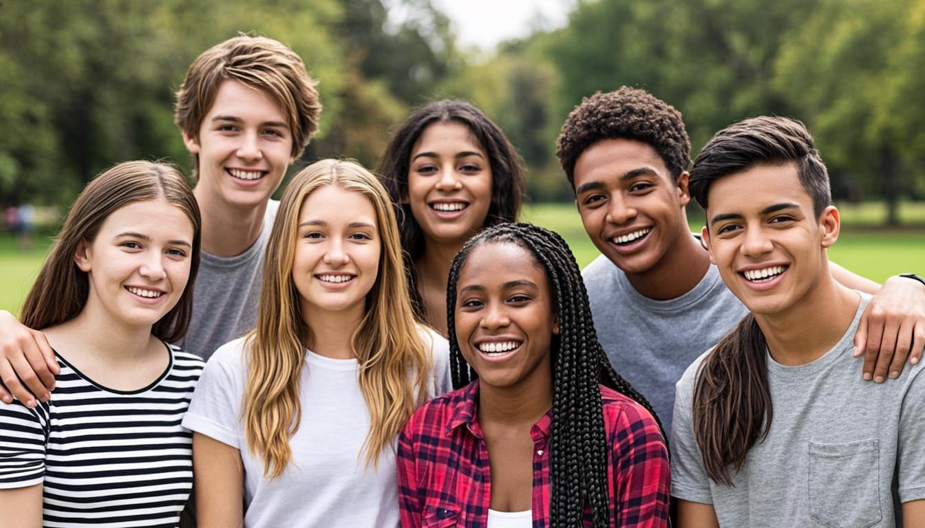 Diverse young people celebrating together