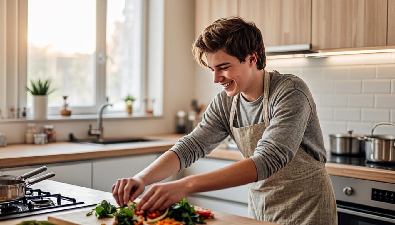 Teenager learning life skills and independence